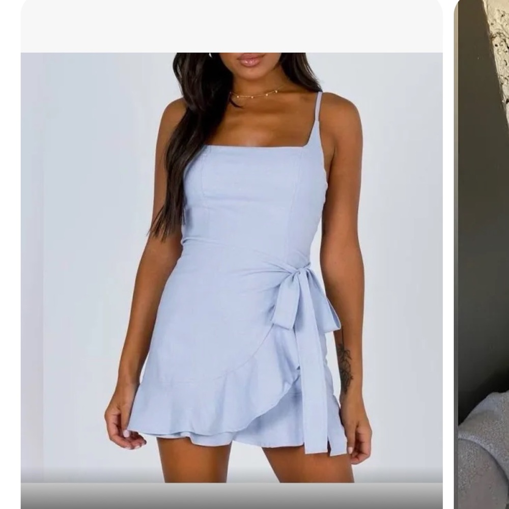 Princess Polly Light/Baby Blue Mini Wrap Dress
